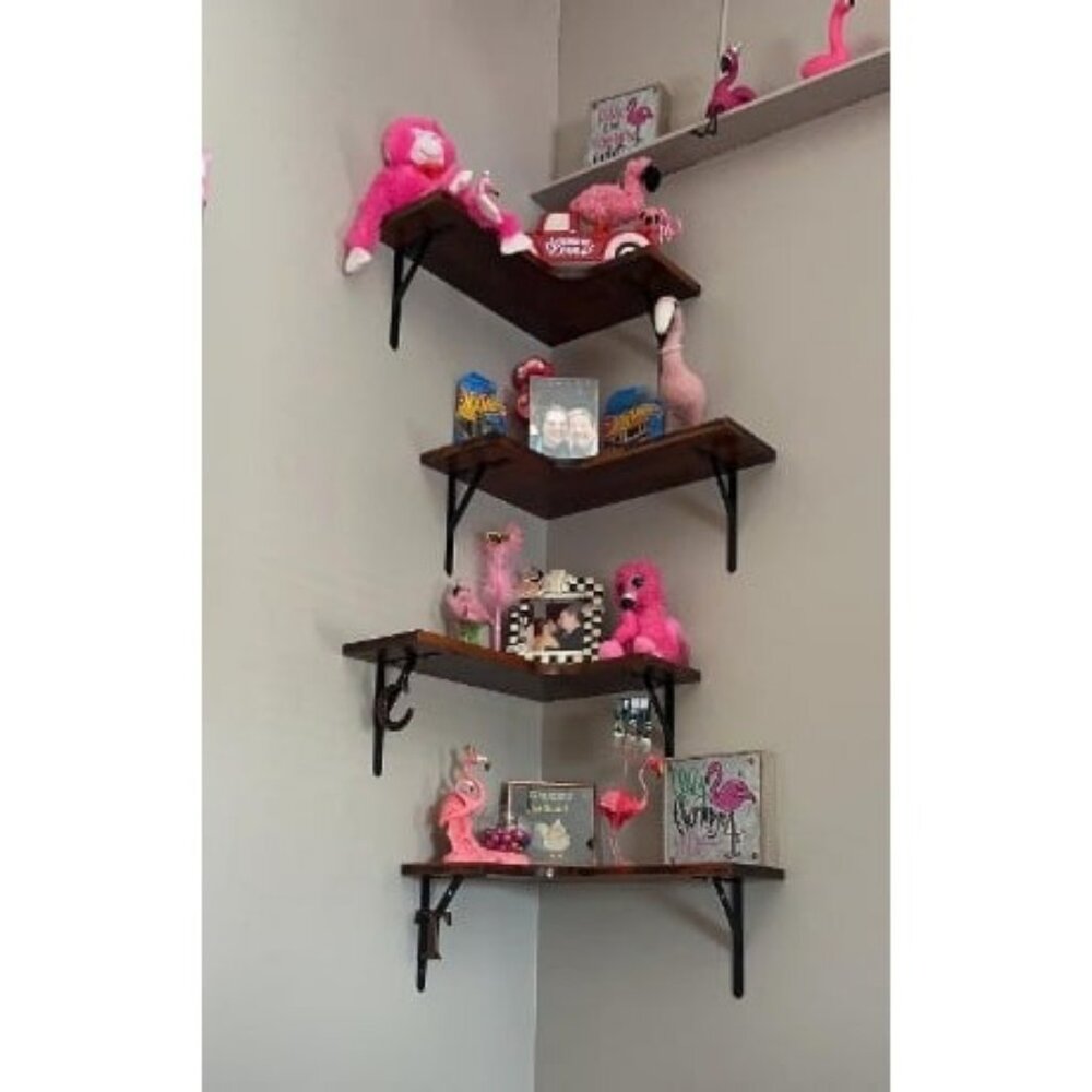 Floating Corner Shelves for Wall Décor Storage, Wall Shelves Set of 4